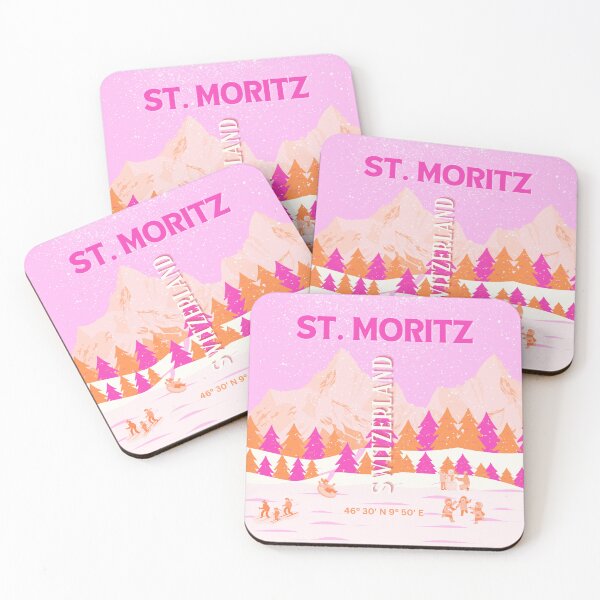 Item preview, St. Moritz Travel Art, Switzerland Travel Art, Preppy Pink designed and sold by Magic Love Art Print.