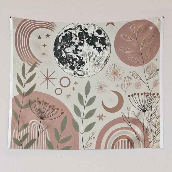 Item preview, Pastel Boho Aesthetic Moon Phases and Botanical Art designed and sold by MZCREATIONS144.
