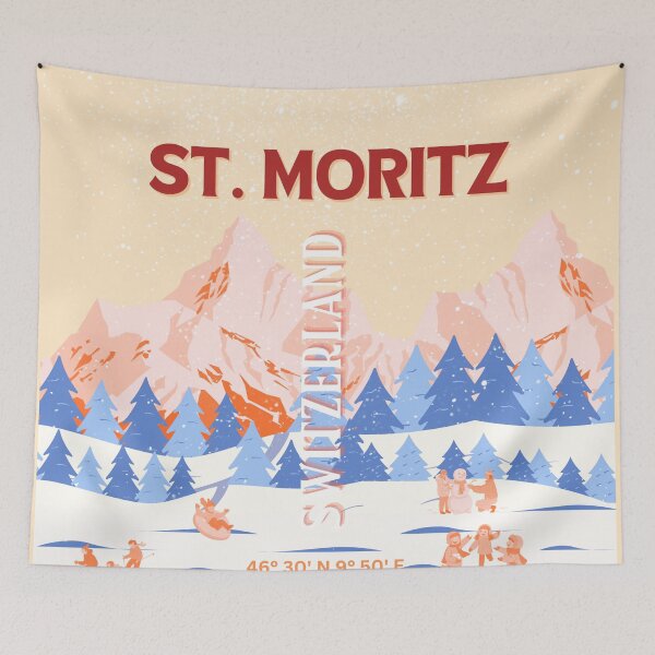 Item preview, St. Moritz Travel Art, Switzerland Travel Art, Retro designed and sold by Magic Love Art Print.