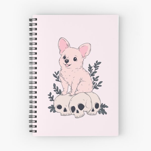 Item preview, Cute Pink Corgi on Skull Pile - Adorable Gothic Fantasy Art designed and sold by Jess.a.creates.