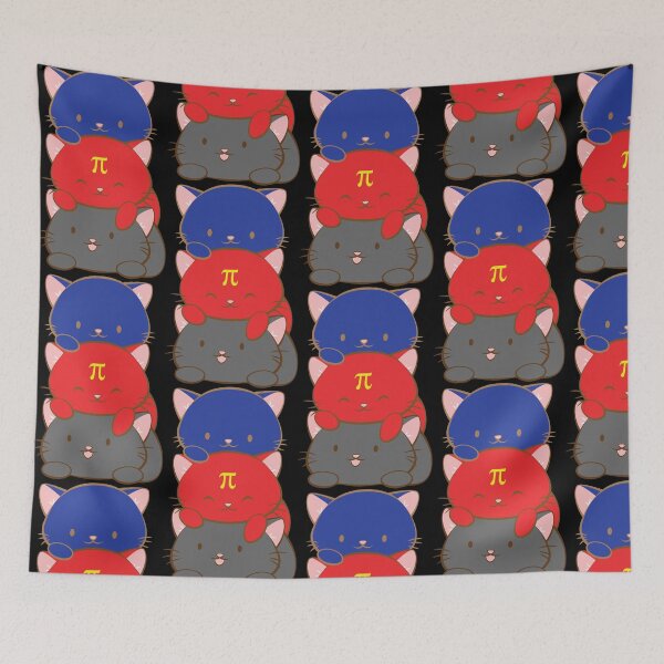 Item preview, Poly Pride with Pi Symbol Subtle LGBTQ Polyamory Pride Flag Kawaii Cats Stack designed and sold by Irene Koh.
