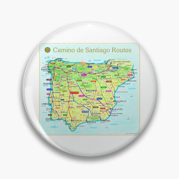 Item preview, Map of Camino de Santiago Routes in Spain and Portugal designed and sold by Inspiring Maps.