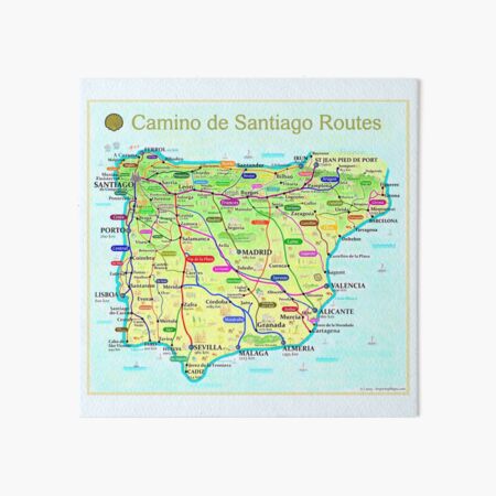 Artikel-Vorschau von Karte der Jakobswege in Spanien und Portugal, designt und verkauft von Inspiring Maps.