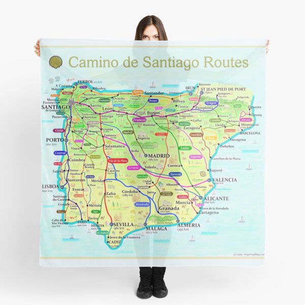 Item preview, Map of Camino de Santiago Routes in Spain and Portugal designed and sold by Inspiring Maps.
