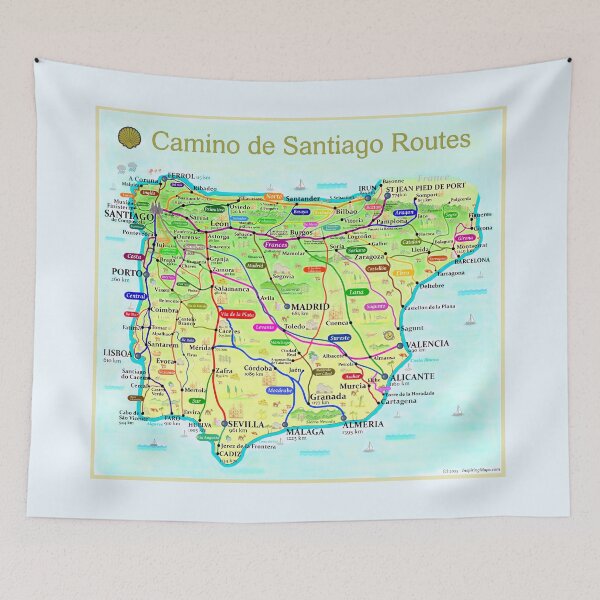 Item preview, Map of Camino de Santiago Routes in Spain and Portugal designed and sold by Inspiring Maps.