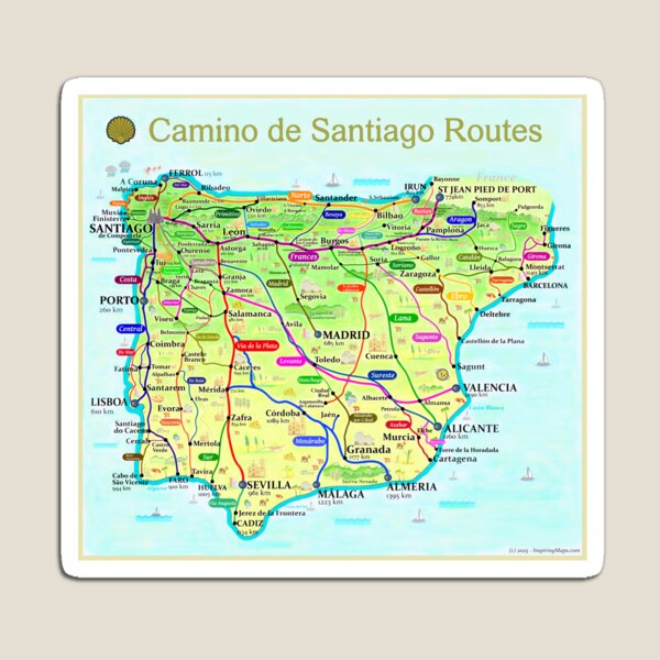 Artikel-Vorschau von Karte der Jakobswege in Spanien und Portugal, designt und verkauft von Inspiring Maps.