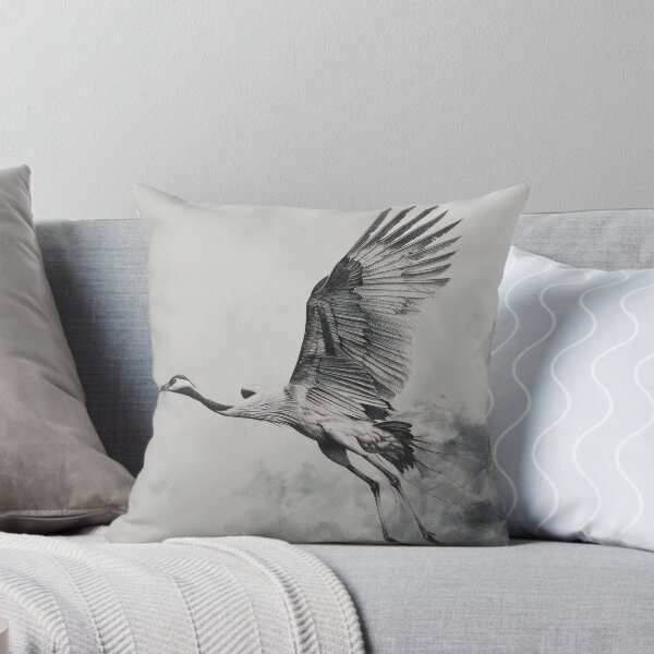 Item preview, Black and White Crane Pencil Drawing designed and sold by Pencil-Art.