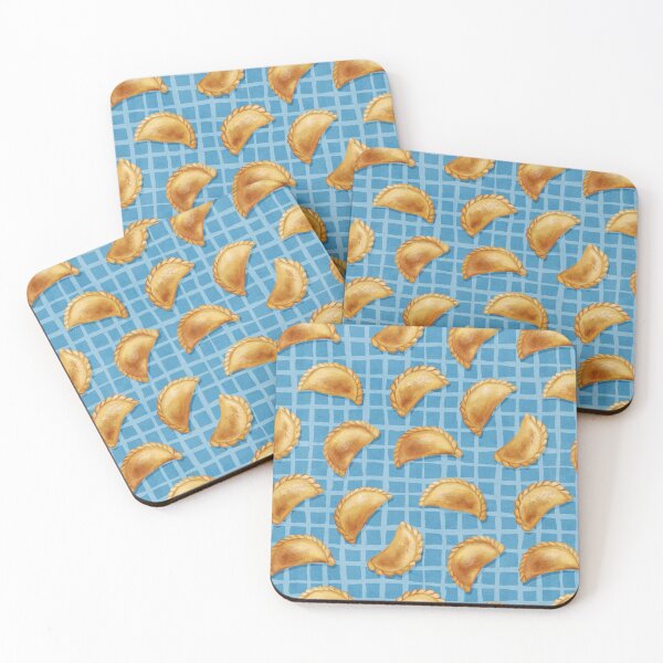 Item preview, Pierogi Dumplings on Sky Blue Check Pattern designed and sold by micklyn.