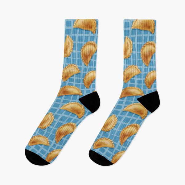 Item preview, Pierogi Dumplings on Sky Blue Check Pattern designed and sold by micklyn.