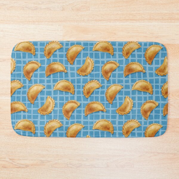 Item preview, Pierogi Dumplings on Sky Blue Check Pattern designed and sold by micklyn.