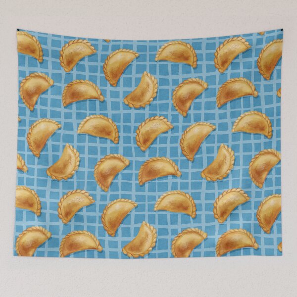 Item preview, Pierogi Dumplings on Sky Blue Check Pattern designed and sold by micklyn.
