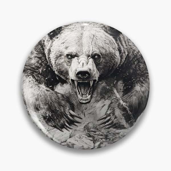 Item preview, Black and White Grizzly bear pencil drawing designed and sold by Pencil-Art.