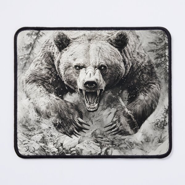 Item preview, Black and White Grizzly bear pencil drawing designed and sold by Pencil-Art.