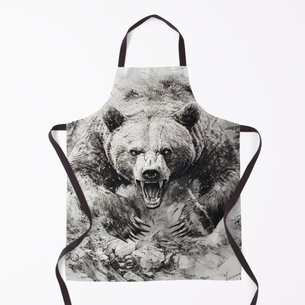 Item preview, Black and White Grizzly bear pencil drawing designed and sold by Pencil-Art.