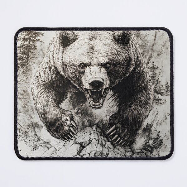 Item preview, Black and White Grizzly bear pencil drawing designed and sold by Pencil-Art.