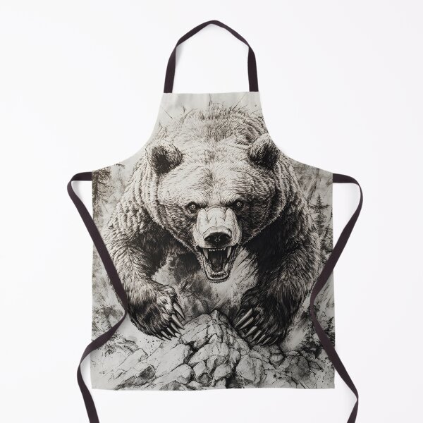 Item preview, Black and White Grizzly bear pencil drawing designed and sold by Pencil-Art.