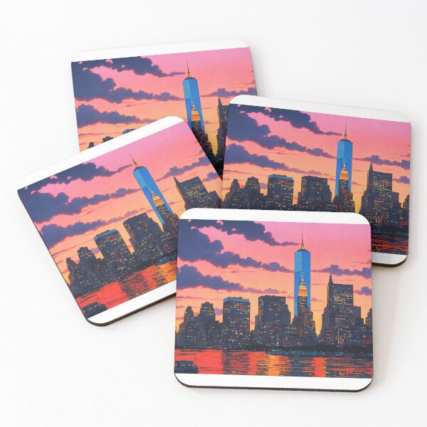 Item preview, New York Sunset river skyline,  designed and sold by StickPlaza.