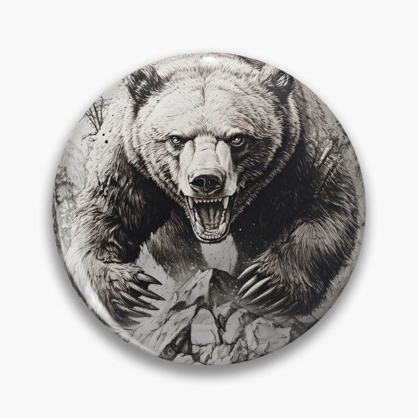 Item preview, Black and White Grizzly bear pencil drawing designed and sold by Pencil-Art.