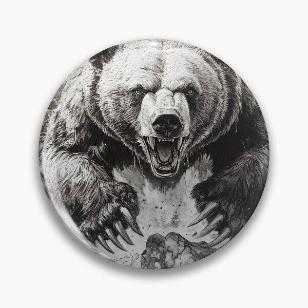 Item preview, Black and White Grizzly bear pencil drawing designed and sold by Pencil-Art.
