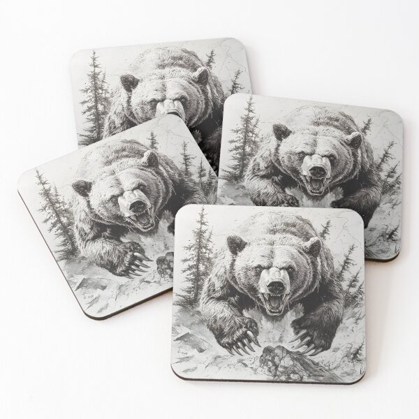 Item preview, Black and White Grizzly bear pencil drawing designed and sold by Pencil-Art.