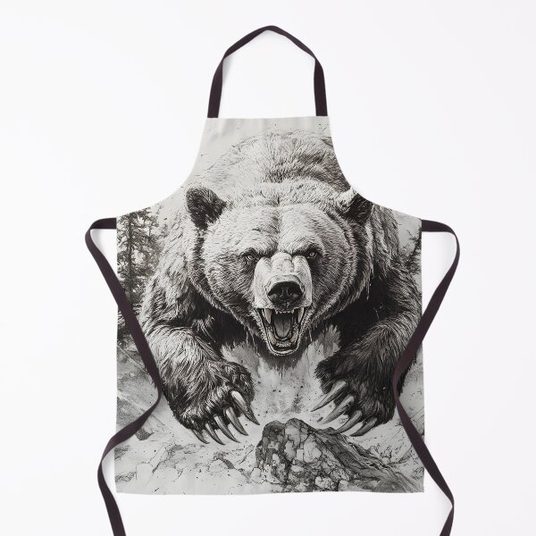 Item preview, Black and White Grizzly bear pencil drawing designed and sold by Pencil-Art.