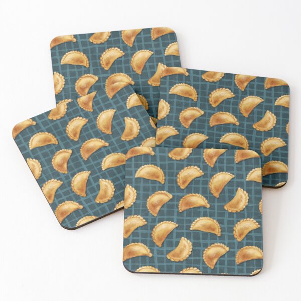 Item preview, Delicious Pierogi Dumplings on Dark Teal Blue Pattern designed and sold by micklyn.