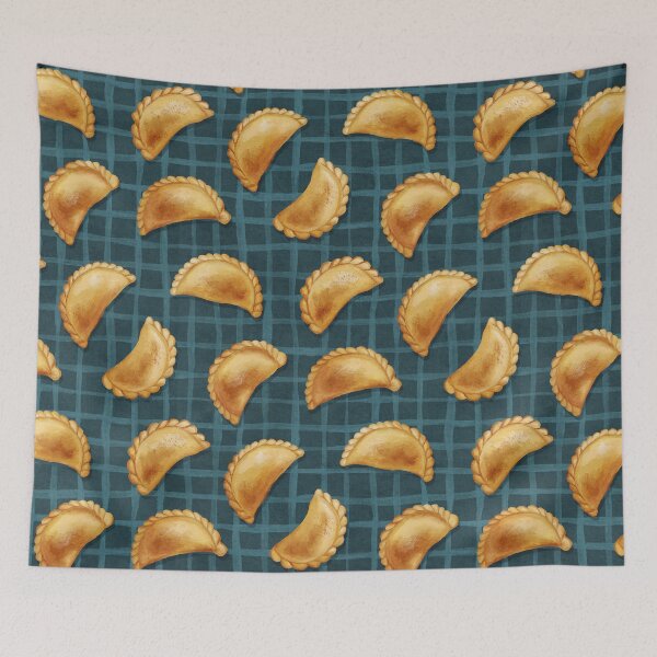 Item preview, Delicious Pierogi Dumplings on Dark Teal Blue Pattern designed and sold by micklyn.