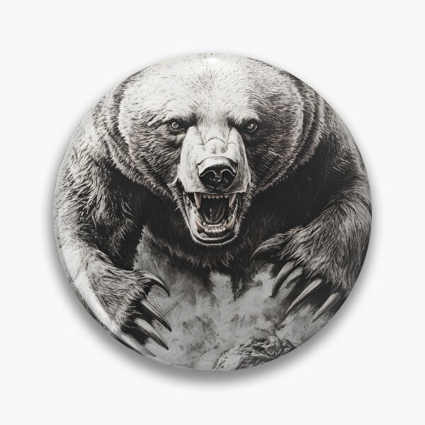 Item preview, Black and White Grizzly bear pencil drawing designed and sold by Pencil-Art.