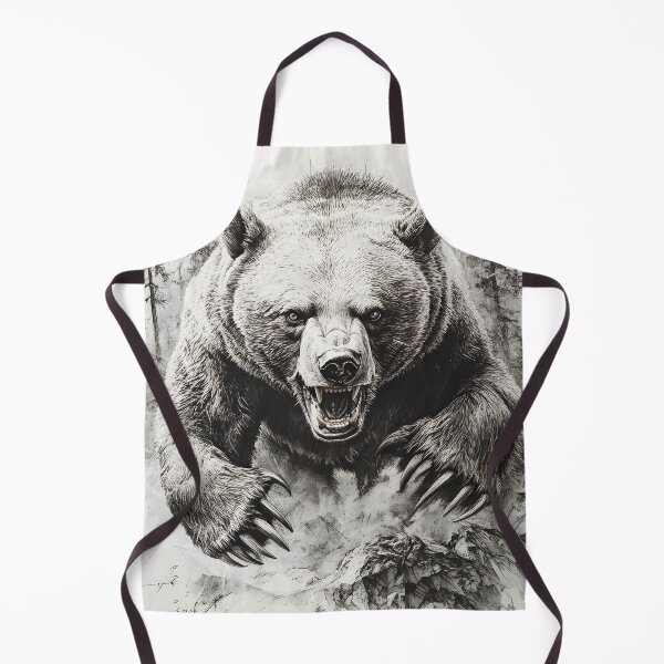 Item preview, Black and White Grizzly bear pencil drawing designed and sold by Pencil-Art.