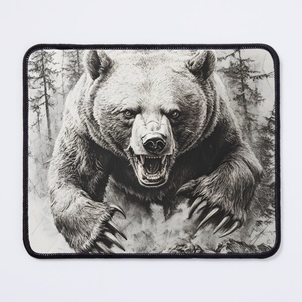 Item preview, Black and White Grizzly bear pencil drawing designed and sold by Pencil-Art.
