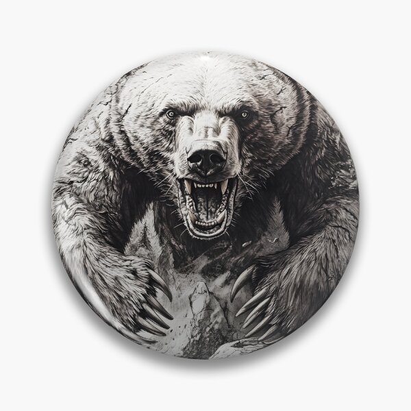 Item preview, Black and White Grizzly bear pencil drawing designed and sold by Pencil-Art.