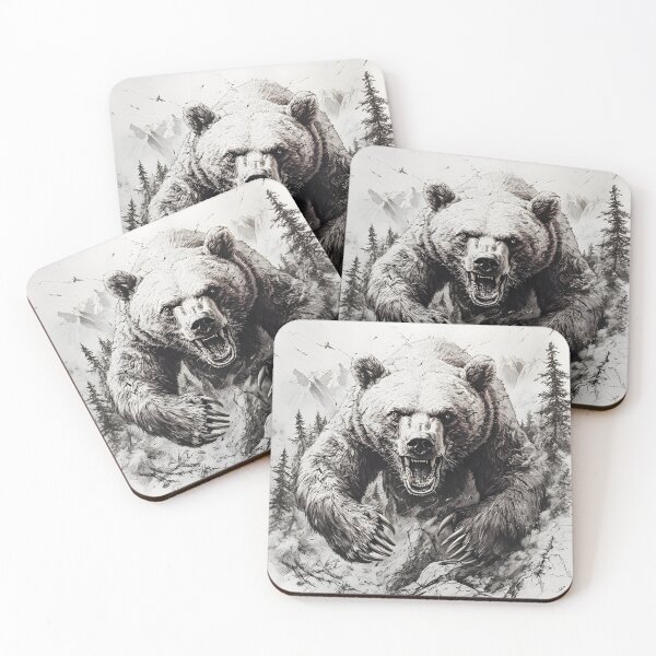 Item preview, Black and White Grizzly bear pencil drawing designed and sold by Pencil-Art.