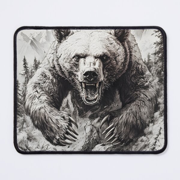 Item preview, Black and White Grizzly bear pencil drawing designed and sold by Pencil-Art.