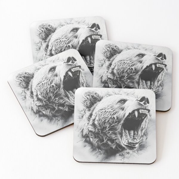 Item preview, Black and White Grizzly bear pencil drawing designed and sold by Pencil-Art.