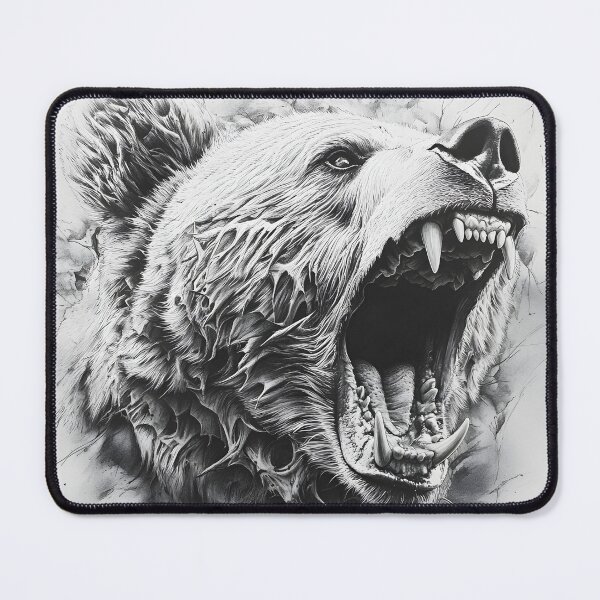 Item preview, Black and White Grizzly bear pencil drawing designed and sold by Pencil-Art.