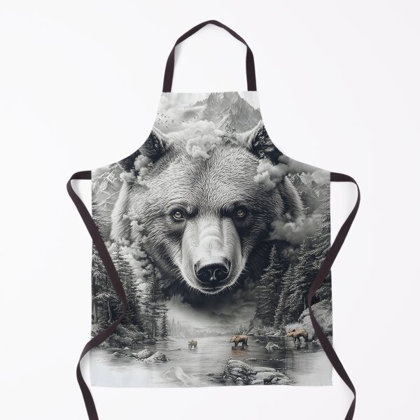 Item preview, Black and White Grizzly bear pencil drawing designed and sold by Pencil-Art.