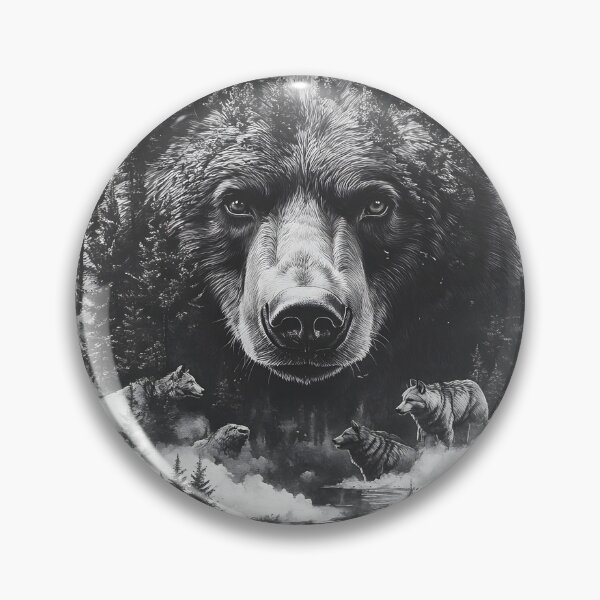Item preview, Black and White Grizzly bear pencil drawing designed and sold by Pencil-Art.