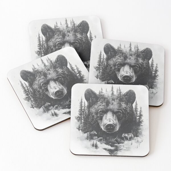 Item preview, Black and White Grizzly bear pencil drawing designed and sold by Pencil-Art.