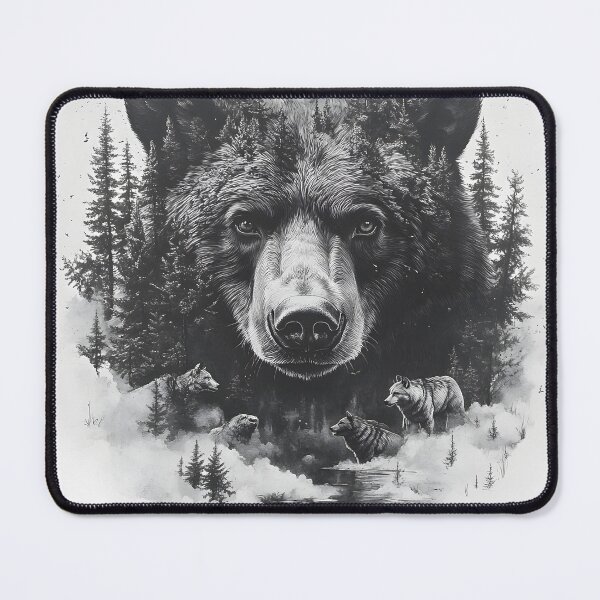 Item preview, Black and White Grizzly bear pencil drawing designed and sold by Pencil-Art.