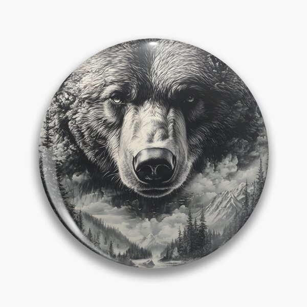 Item preview, Black and White Grizzly bear pencil drawing designed and sold by Pencil-Art.