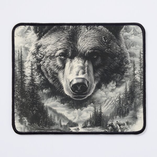 Item preview, Black and White Grizzly bear pencil drawing designed and sold by Pencil-Art.