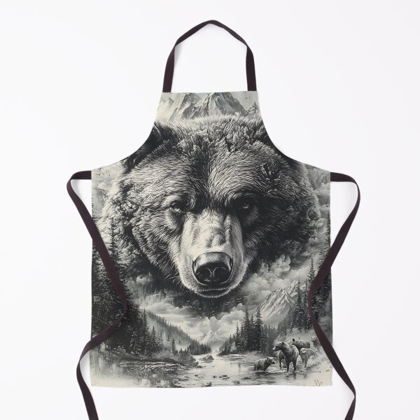 Item preview, Black and White Grizzly bear pencil drawing designed and sold by Pencil-Art.