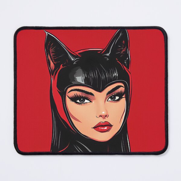 Item preview, Women with cat ears on a red background designed and sold by NeonEdge.
