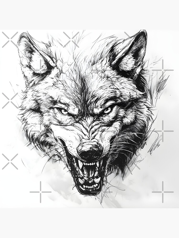 Realistic Wolf pencil drawing 