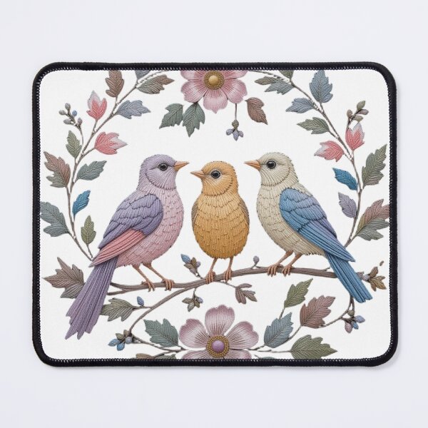 Item preview, "Natural Harmony" t-shirt ??✨embroidered t-shirt, colorful birds, nature, flowers, floral illustration, bohemian art, eco-responsible fashion, elegance, softness, serenity, natural style designed and sold by PrintFusion57.