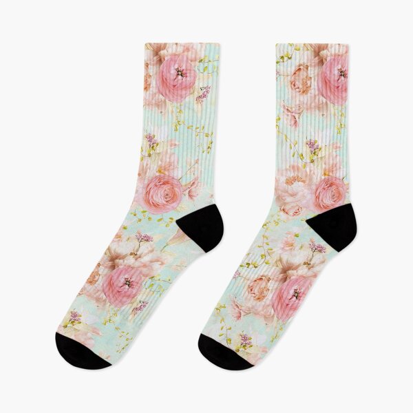 Item preview,  Pink Pastel Springflowers Spring Garden Pattern Light Turquoise designed and sold by UtArt.