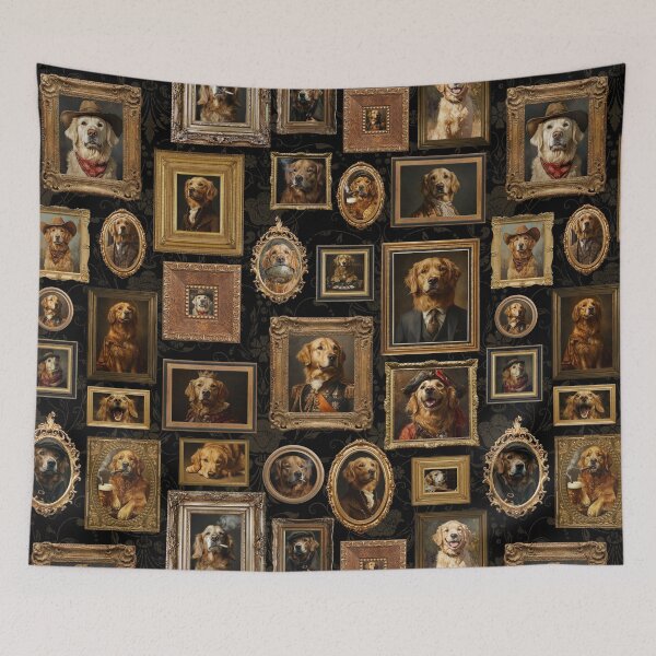Item preview, Vintage Museum Wall - Whimsical Golden Retriever Famous dog  Portraits by Great Masters Black Nightgarden designed and sold by UtArt.