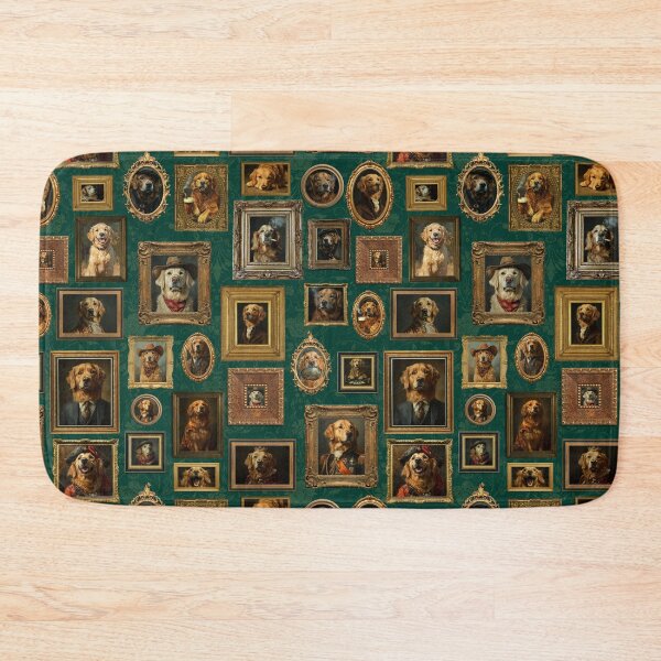 Item preview, Vintage Museum Wall - Whimsical Golden Retriever Famous dog  Portraits by Great Masters Dark Green Nightgarden designed and sold by UtArt.