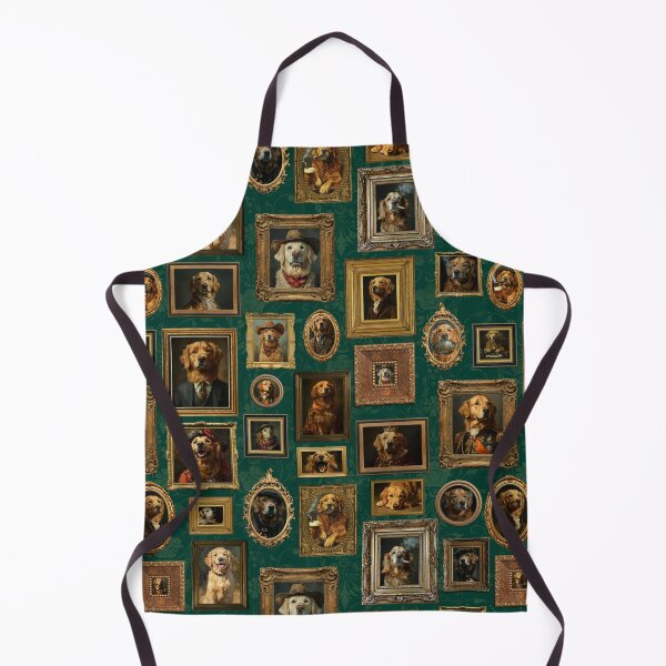 Item preview, Vintage Museum Wall - Whimsical Golden Retriever Famous dog Portraits by Great Masters Dark Green Nightgarden designed and sold by UtArt.