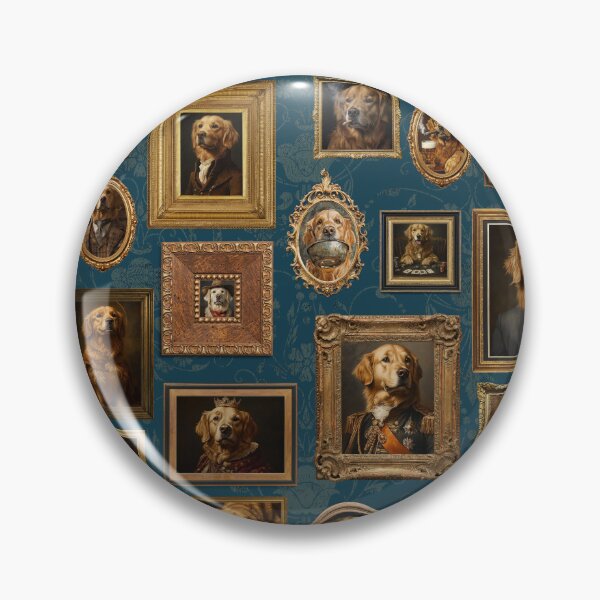 Item preview, Vintage Museum Wall - Whimsical Golden Retriever Famous dog Portraits by Great Masters Blue Nightgarden designed and sold by UtArt.